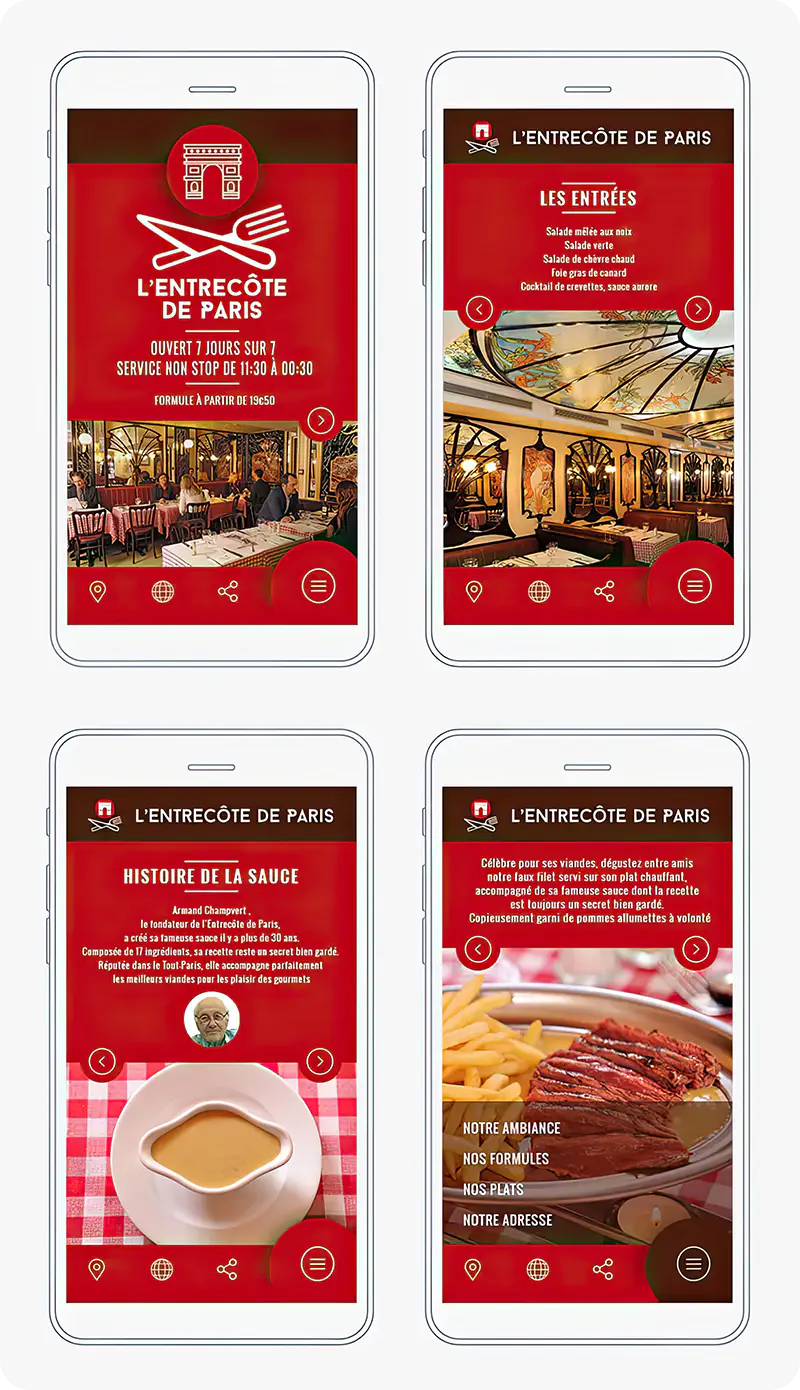 Website-L-Entrecote Conception et design pour le site mobile de l'Entrecote de Paris